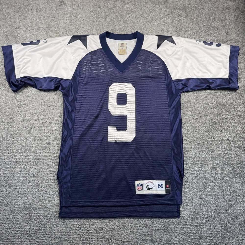 Reebok NFL Vintage Tony Romo Dallas Cowboys Jersey Navy White Mens Medium #9